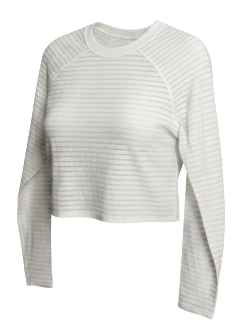 Lululemon Athletica White Mesh Striped Breeze Long-Sleeve Crop Top Size 4/6